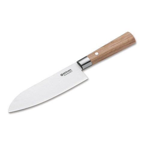 Couteau Santoku Damas 172 mm et manche en bois d'olive| Böker Cuisine