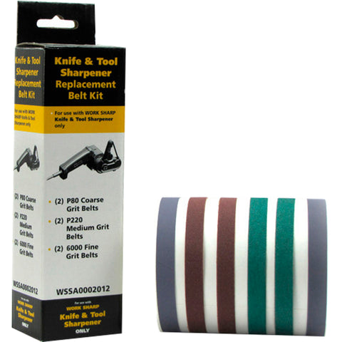 Affuteur Kit de bandes abrasives pour MK2 (par 6) Worksharp Kit de courroies de remplacement pour machine MK2.  2xP80, 2xP220 et 2x6000.