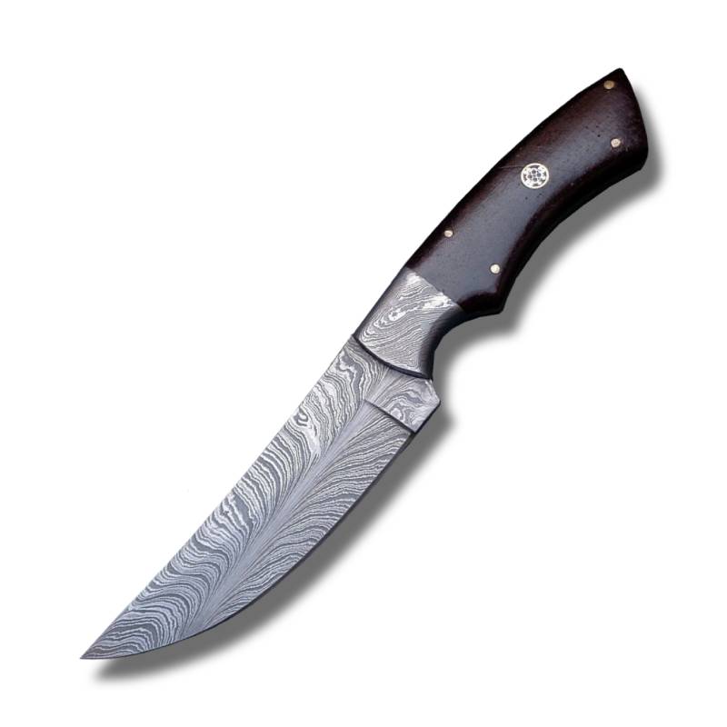 couteau de chasse damas motif Feather