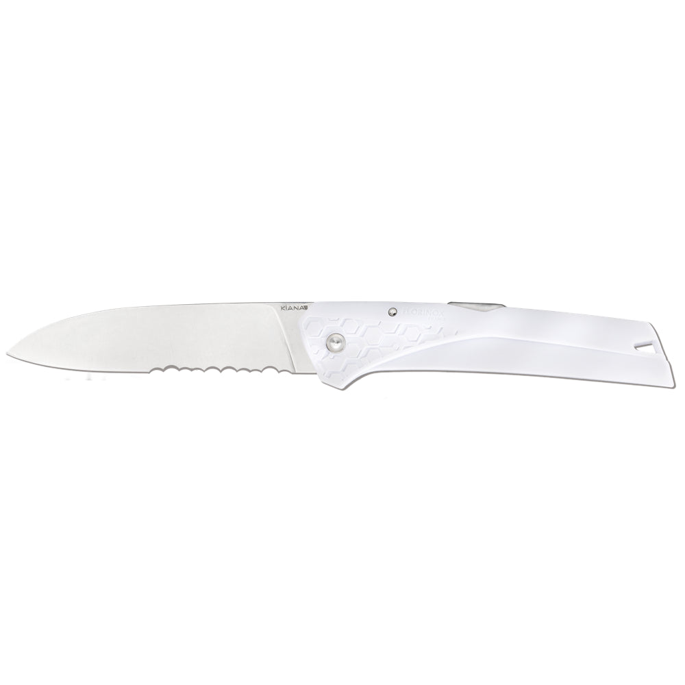 Couteau Régionnal Kiana blanc Manche Polyamide Florinox Lame mixte. Manche en polyamide chargé en fibre de verre.