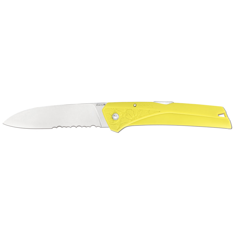 Couteau Régionnal Kiana jaune Manche Polyamide Florinox Lame mixte. Manche en polyamide chargé en fibre de verre.