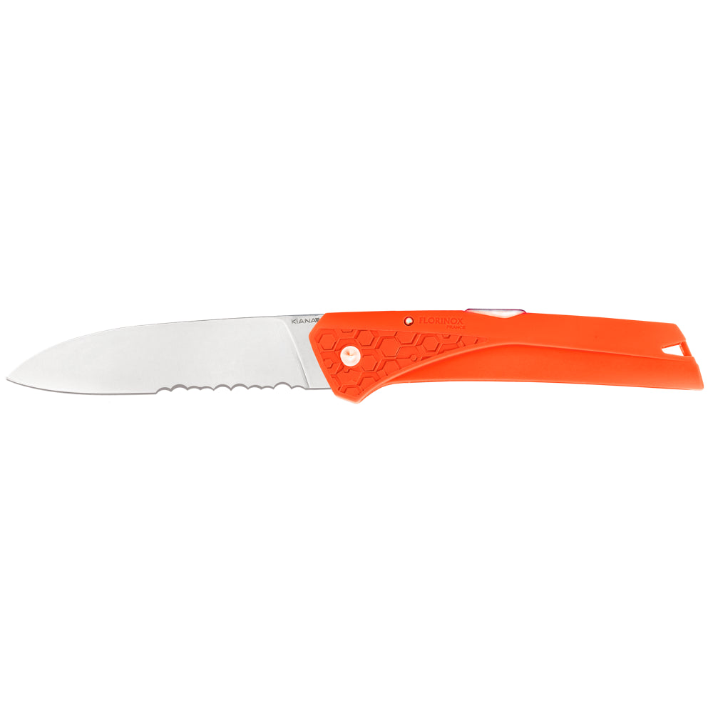 Couteau Régionnal Kiana orange Manche Polyamide Florinox Lame mixte. Manche en polyamide chargé en fibre de verre.