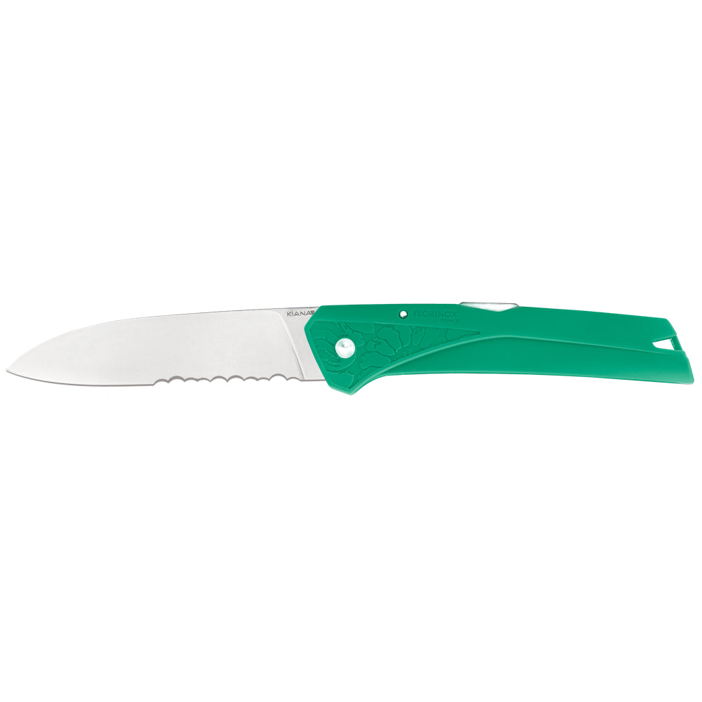 Couteau Régionnal Kiana vert Manche Polyamide Florinox Lame mixte. Manche en polyamide chargé en fibre de verre.