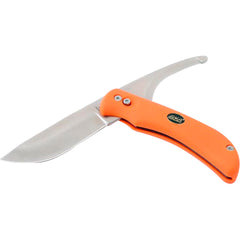 Couteau à depecer E8 Orange Manche Proflex Eka Double lame disponible par pivotement, au choix lame à dépecer 80mm ou lame drop point de 100mm.