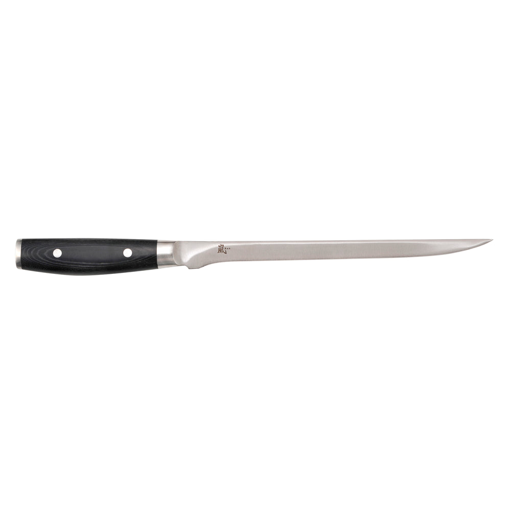 Couteau à filet RAN Filet Damas Manche Micarta Yaxell Lame flexible non damas. RAN en japonais signifie 'L'excellent'