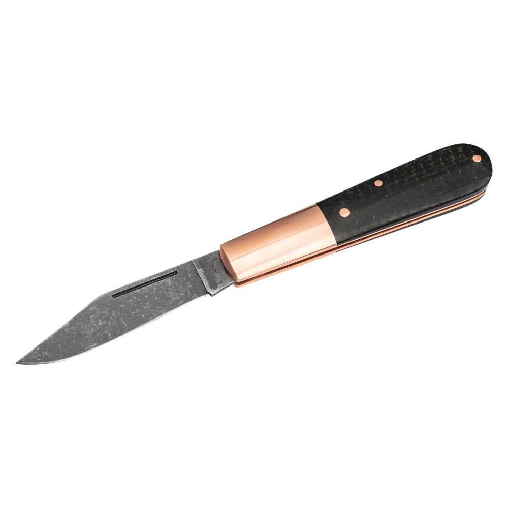 Couteau de Poche Barlow Copper Integral Micarta Manche Micarta Boker Mitre en cuivre. Livré avec un étui en feutre de haute qualité.