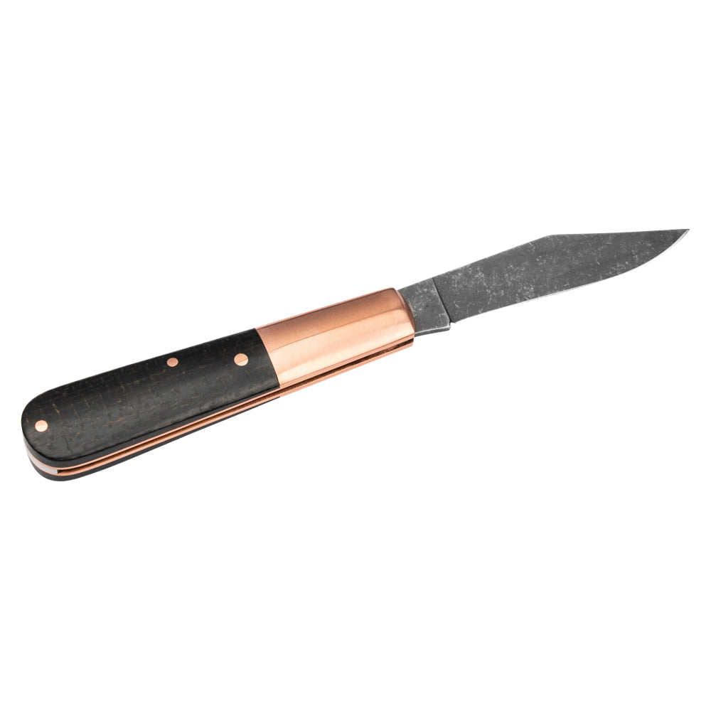 Couteau de Poche Barlow Copper Integral Micarta Manche Micarta Boker Mitre en cuivre. Livré avec un étui en feutre de haute qualité.