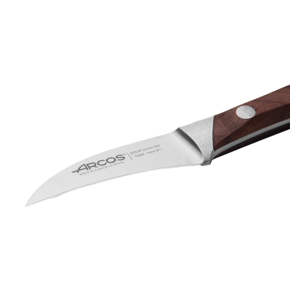 Couteau d'office Natura Manche Palissandre Arcos Rivets en acier inoxydable, garantie haute résistance à la corrosion.