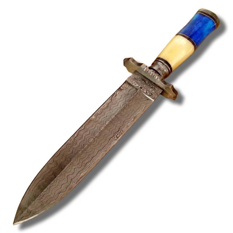 dague de chasse en acier damas artisanal