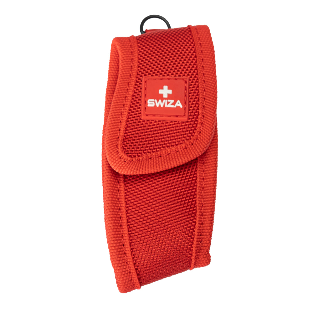 Étui rouge pour couteaux Swiza Nylon Swiza Etui rouge en nylon pour couteaux Swiza. Dimensions : 120x60x200mm