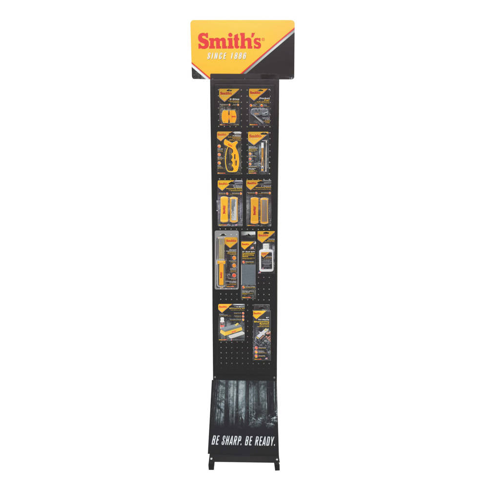 Présentoir  Smiths Livré avec barres en métal pour rangement des blisters et plusieurs panneaux de mise en avant.