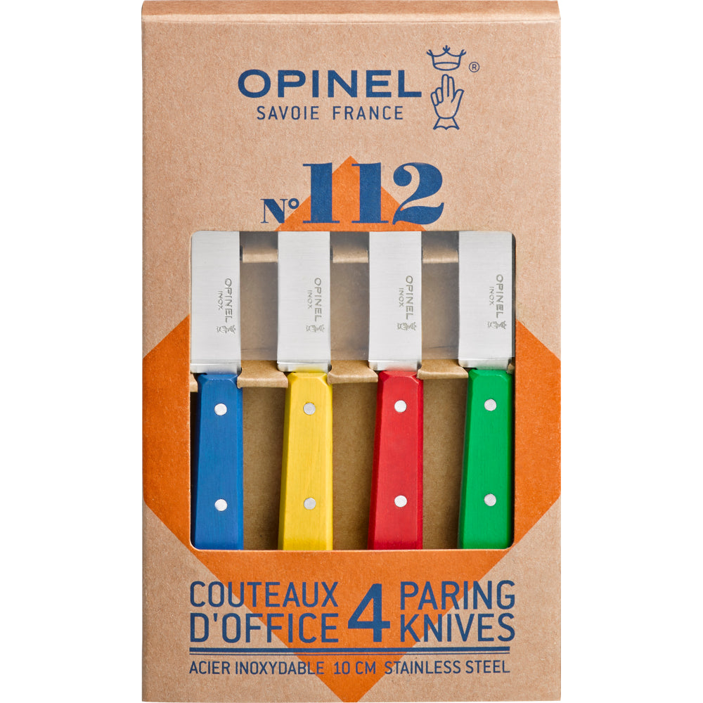 Set de Couteaux Coffret 4 Inox n°112 Manche Panachés Opinel 4 couleurs classiques (bleu, jaune, rouge, vert)
