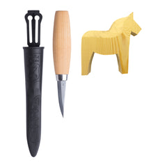 Set de Couteaux Kit Carving Manche Bouleau Morakniv Le kit de sculpture comprend : un couteau woodcarving n°120 + une ébauche de cheval en bois, symboles de la Suède