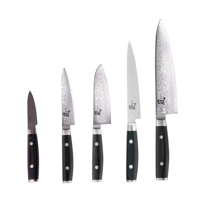 Set Professionnel de Couteaux Japonais 5PCS en Acier Damas | Ran | Yaxell