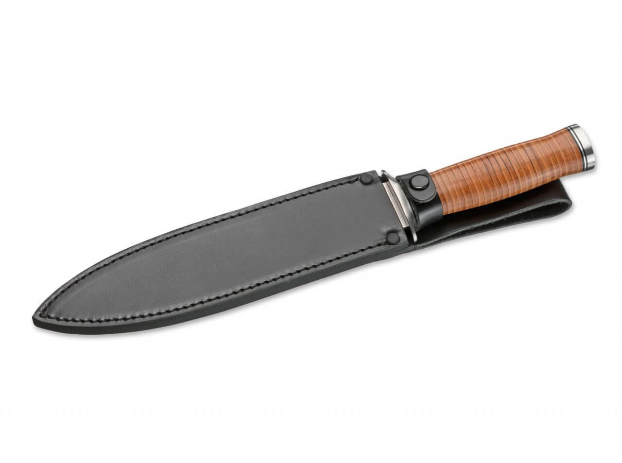 Classic Dagger - Lame 210mm - Manche cuir - Etui cuir bouton poussoir