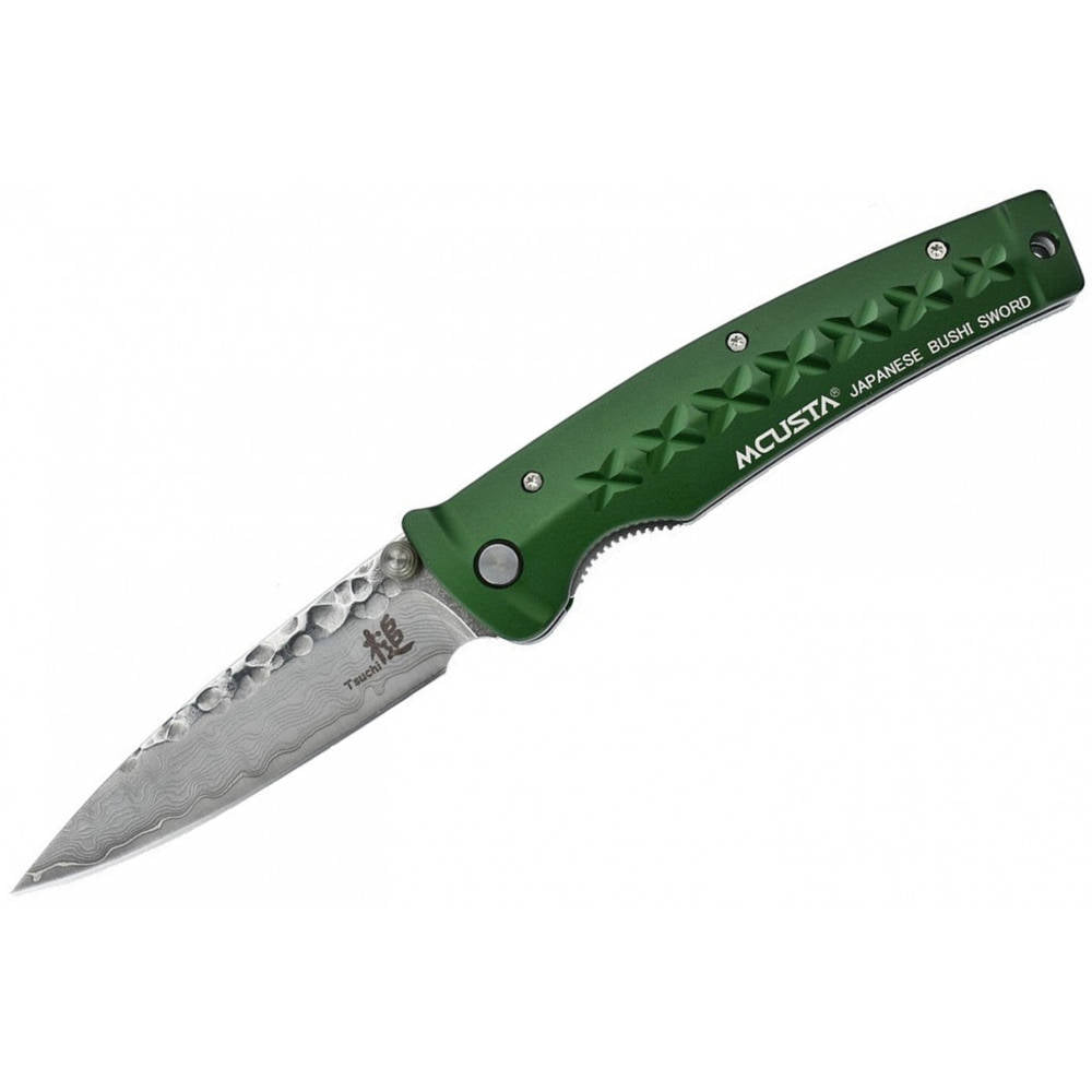 MC163D-Couteau Pliant Damas Tsuchi Vert- de la marque Mcusta