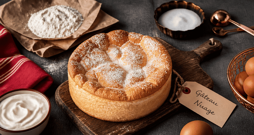 dessert crème fraîche rapide gâteau nuage doré