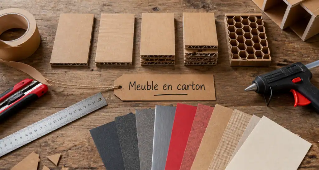 meuble en carton fabrication atelier outils et carton