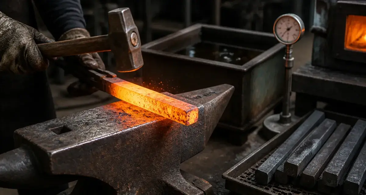 Étapes fabrication lame couteau acier XC75