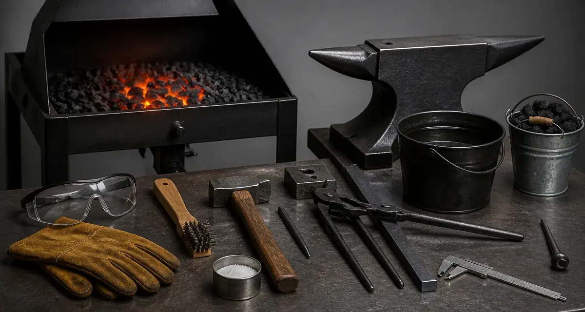 Enclume, marteau et tenailles pour forger du métal