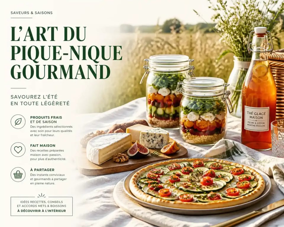 Préparer un pique-nique gastronomique élégant avec des salades en bocal et des tartes de saison