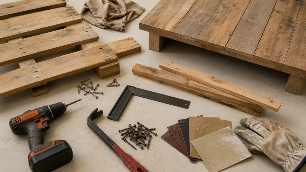 Fabriquer un meuble en palette : choisir la bonne palette, démonter sans casse et soigner les finitions