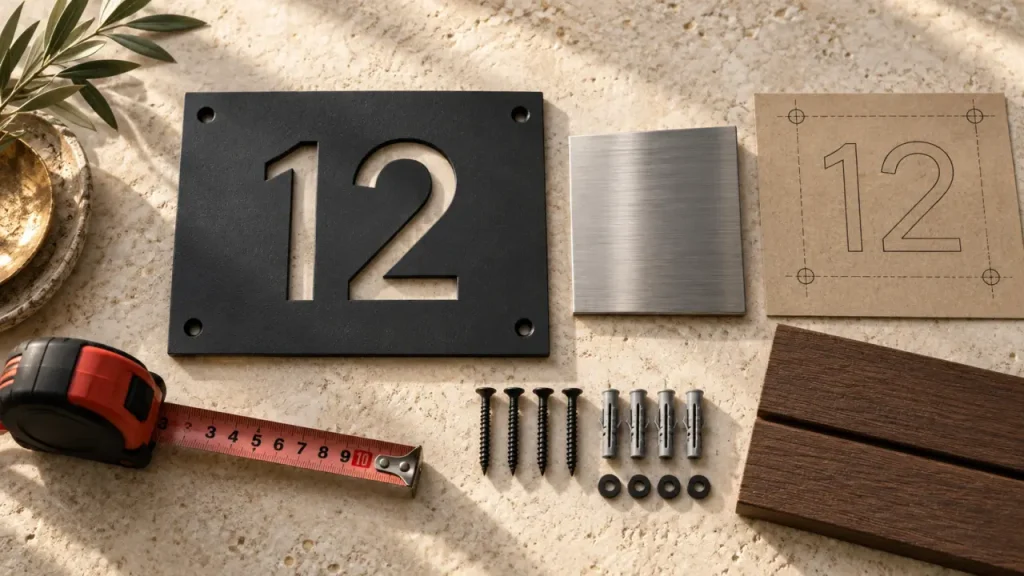 Un numéro de maison design rend l’entrée plus lisible et plus personnelle